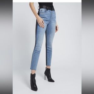Alice + Olivia Good High Rise Leather Combo Jean